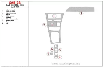 Saab 900 1994-1998 OEM Compliance, 7 Parts set Interior BD Dash Trim Kit