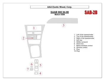 Saab 900 1994-1998 OEM Compliance, 7 Parts set Interior BD Dash Trim Kit