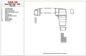 Saab 9000 1987-1994 Automatic Gearbox 12 Parts set Interior BD Dash Trim Kit