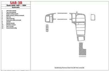 Saab 9000 1987-1994 Manual Gearbox, 12 Parts set Cruscotto BD Rivestimenti interni