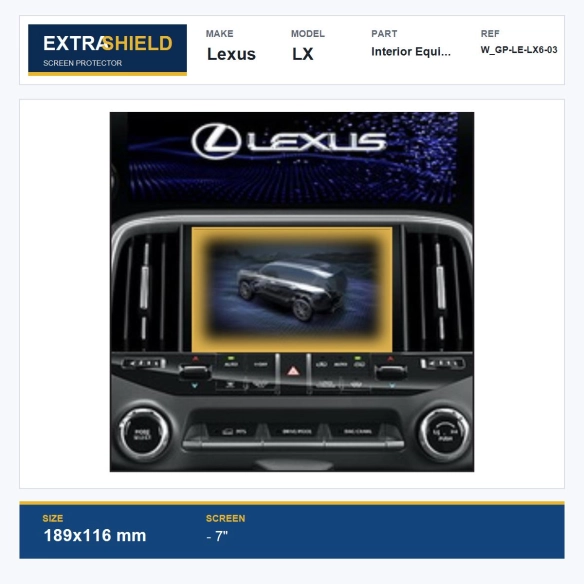 Lexus LX Interior Equipment ExtraShield Screen Protector