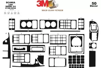 Scania Scania 4-Series 01.96-04.04 3M 3D Interior Dashboard Trim Kit Dash Trim Dekor 50-Parts