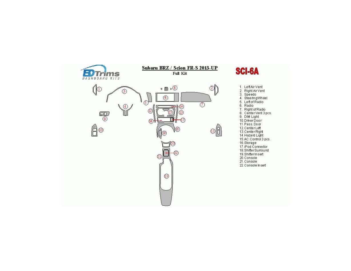 Scion FR-S 2013-UP Voll Satz BD innenausstattung armaturendekor cockpit dekor - 1- Cockpit Dekor Innenraum