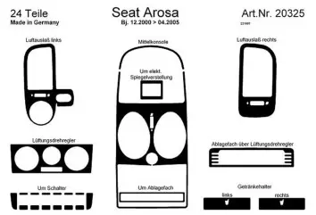 Seat Arosa 02.01 - 04.05 3D Inleg dashboard Interieurset aansluitend en pasgemaakt op he 24 -Teile