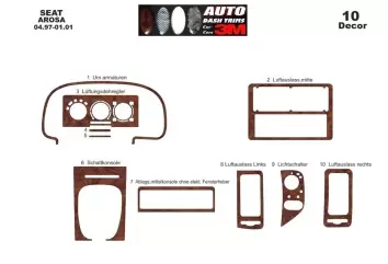 Seat Arosa 04.97-01.01 3D Decor de carlinga su interior del coche 10-Partes
