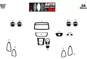 Seat Ibiza – Cordoba 01.2010 3M 3D Interior Dashboard Trim Kit Dash Trim Dekor 25-Parts