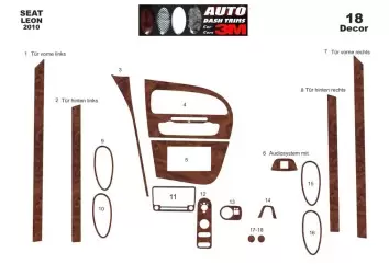 Seat Leon 01.2010 3M 3D Interior Dashboard Trim Kit Dash Trim Dekor 18-Parts