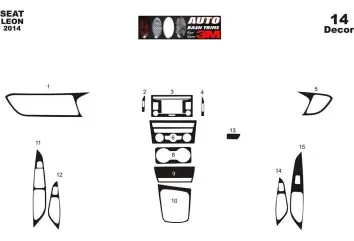 Seat Leon 01.2014 3D Inleg dashboard Interieurset aansluitend en pasgemaakt op he 14 -Teile