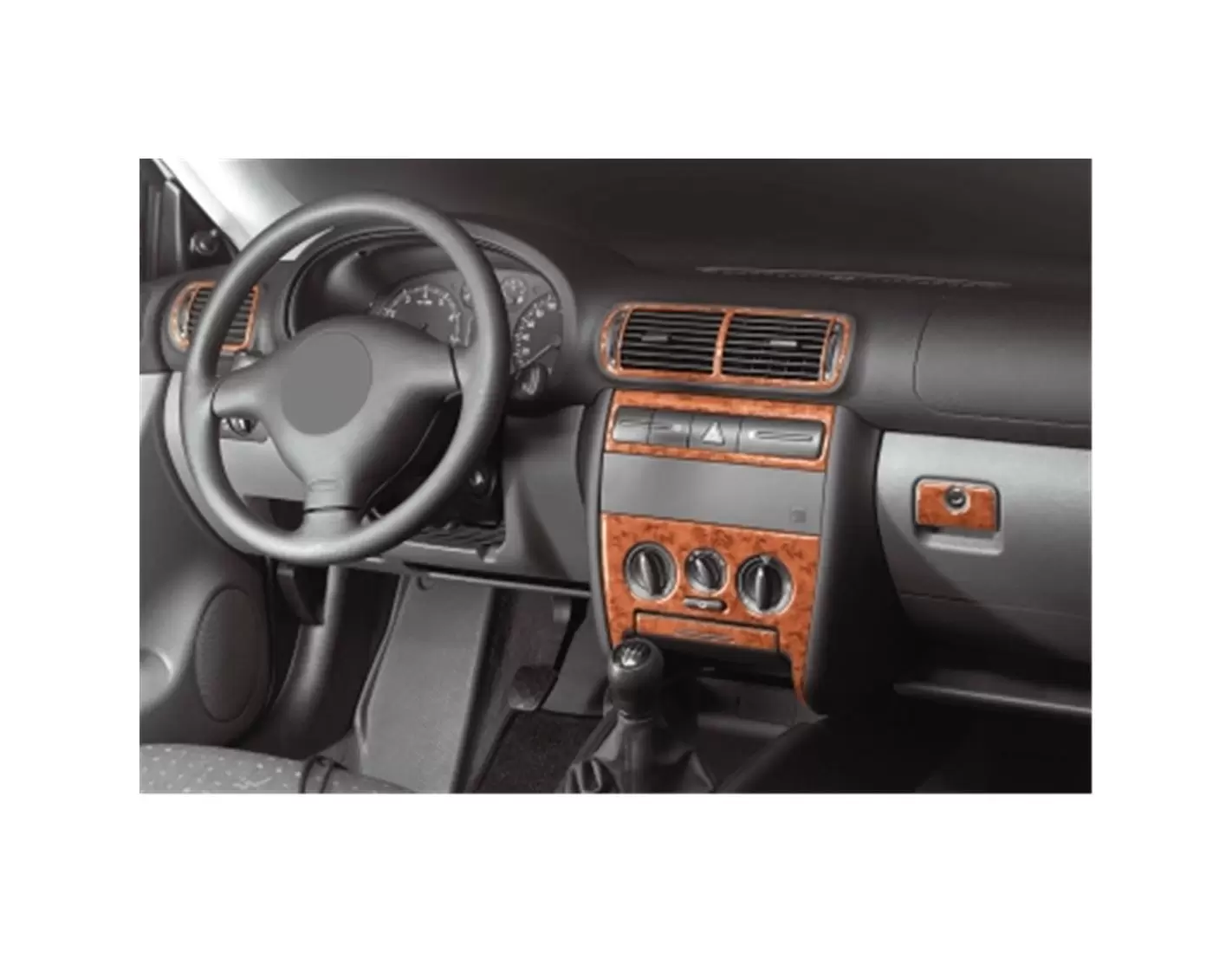 Seat Toledo-Leon 1M 01.99-03.04 3M 3D Interior Dashboard Trim Kit Dash Trim Dekor 15-Parts