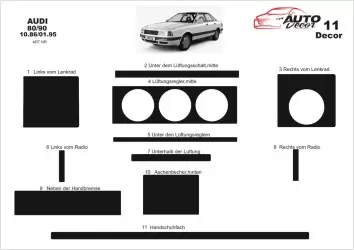 Audi 80 90 B4 10.86-01.95 3M 3D Interior Dashboard Trim Kit Dash Trim Dekor 11-Parts