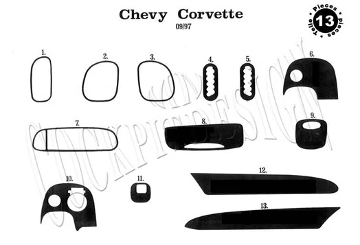 Chevrolet Corvette 1997 Kit la décoration du tableau de bord 13-Pièce - 1 - habillage decor de tableau de bord