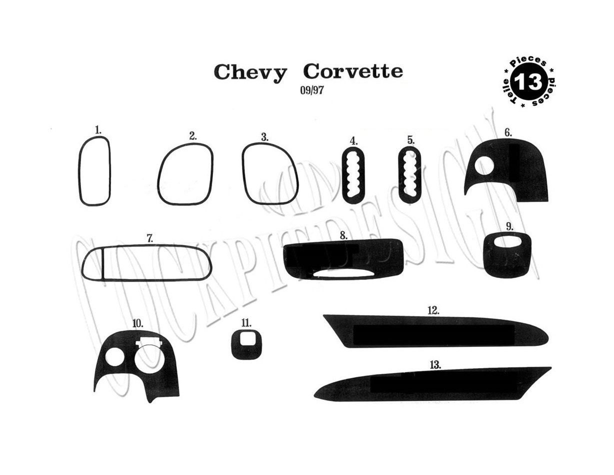 Chevrolet Corvette 09.1997 3M 3D Interior Dashboard Trim Kit Dash Trim Dekor 13-Parts