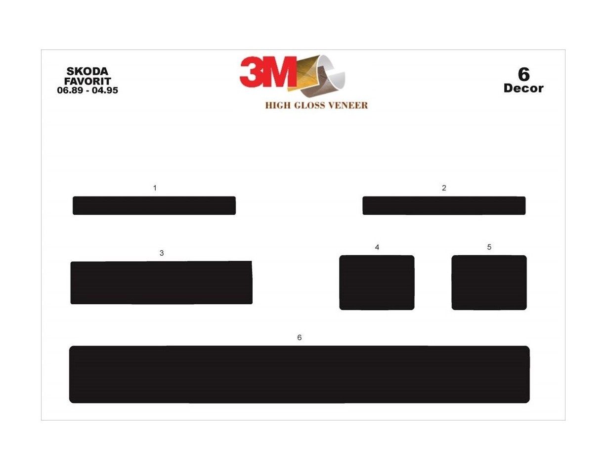 Skoda Favorit 06.89 - 04.95 Kit Rivestimento Cruscotto all'interno del veicolo Cruscotti personalizzati 6-Decori