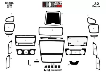 Skoda Yeti 01.2010 3D Inleg dashboard Interieurset aansluitend en pasgemaakt op he 36-Parts