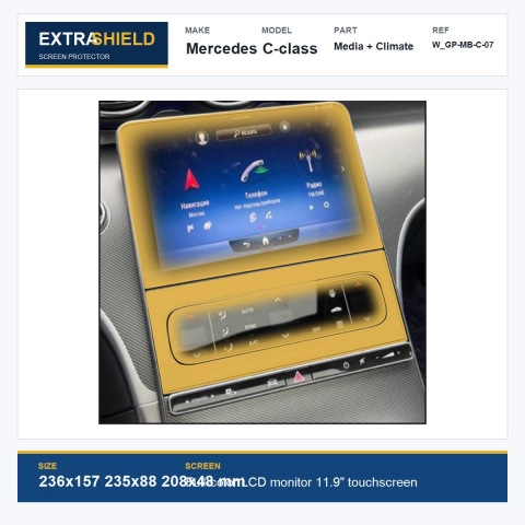 Mercedes C-class Media + Climate ExtraShield Screen Protector