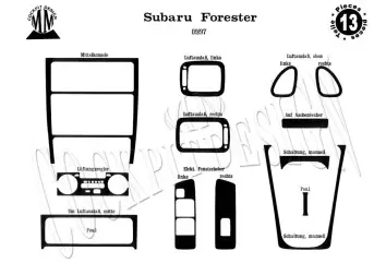 Subaru Forester 09.97 - 12.07 3D Inleg dashboard Interieurset aansluitend en pasgemaakt op he 13 -Teile