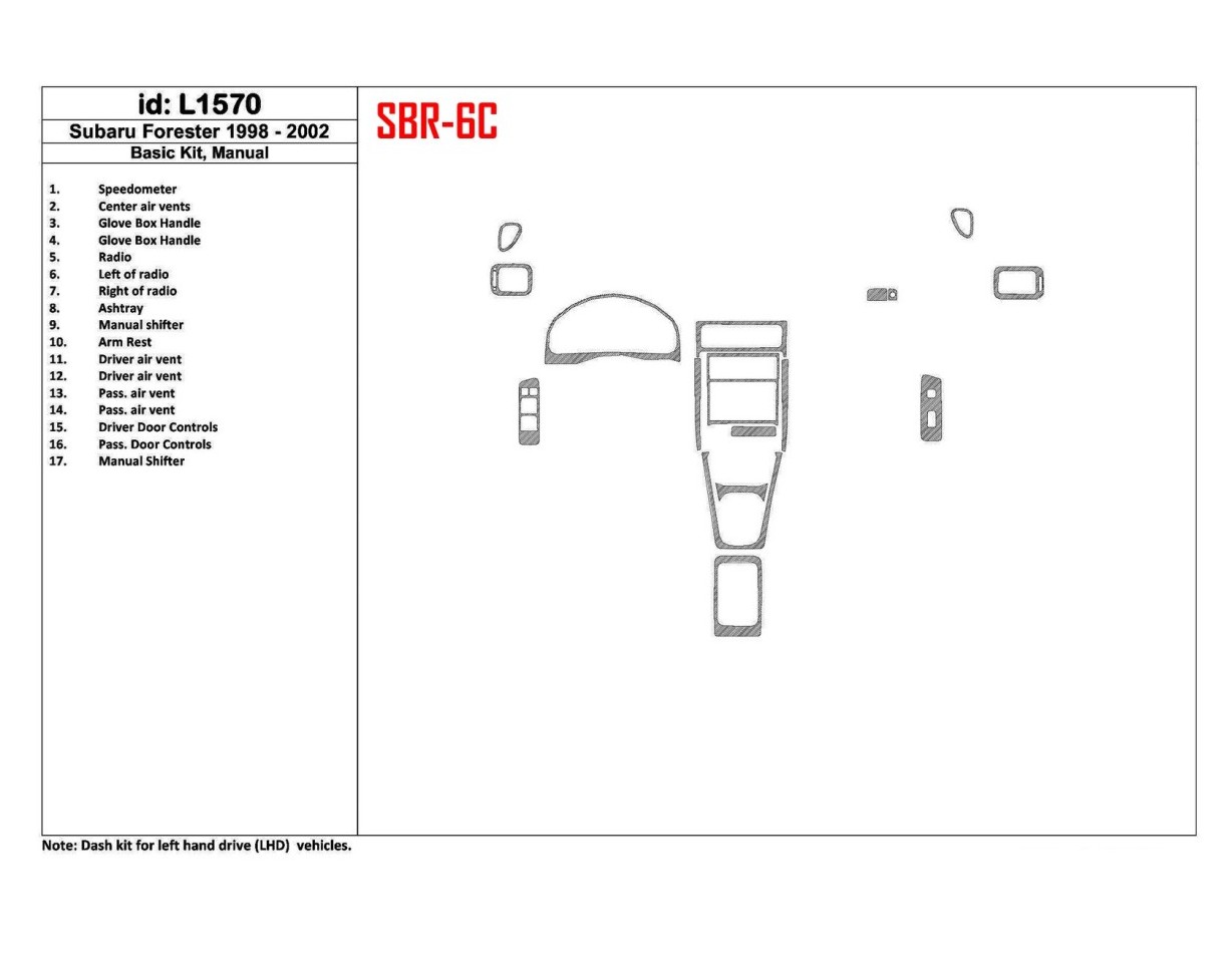 SUBARU Subaru Forester 1998-2002 Manual Gearbox, Basic Set, 17 Parts set Interior BD Dash Trim Kit €51.99