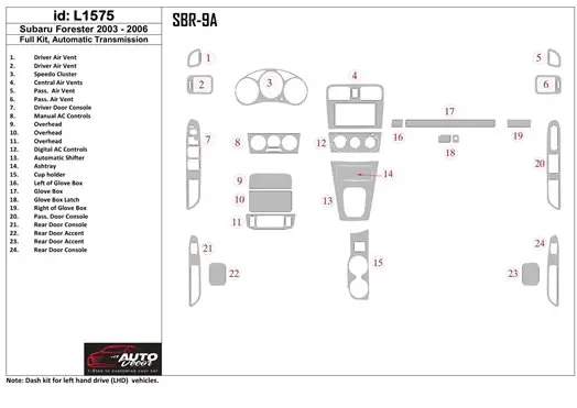 Subaru Forester 2003-2006 Voll Satz, Automatic Gear BD innenausstattung armaturendekor cockpit dekor - 1- Cockpit Dekor Innenrau