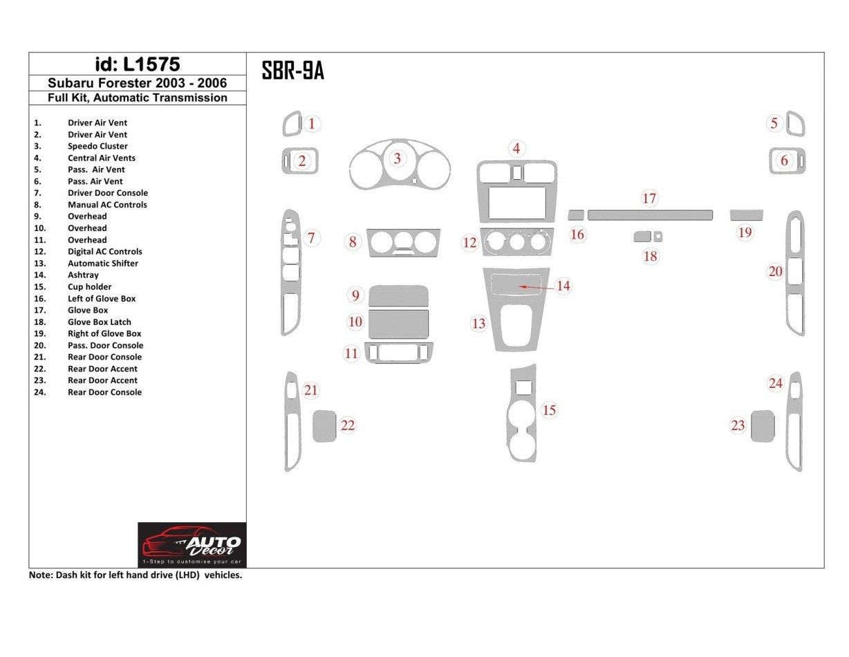 SUBARU Subaru Forester 2003-2006 Full Set, Automatic Gear Interior BD Dash Trim Kit €59.99