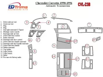 Chevrolet Corvette 1990-1996 Automatic Gear Decor de carlinga su interior