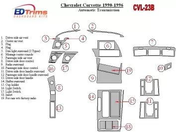 Chevrolet Corvette 1990-1996 Automatic Gear Interior BD Dash Trim Kit