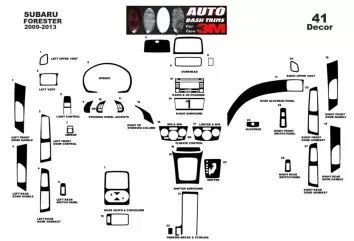 Subaru Forester 2009-2013 Kit Rivestimento Cruscotto all'interno del veicolo Cruscotti personalizzati 41-Decori