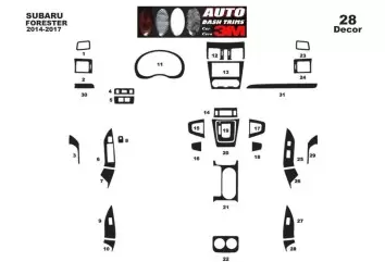 Subaru Forester 2014-2017 3M 3D Interior Dashboard Trim Kit Dash Trim Dekor 28-Parts