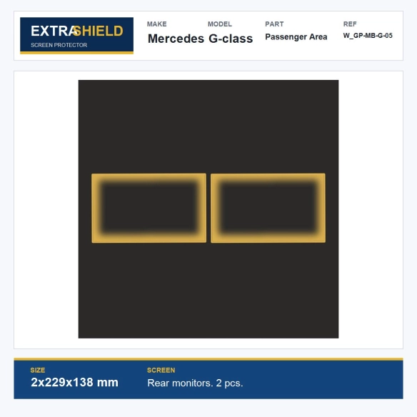 Mercedes G-class Passenger Area ExtraShield Screen Protector