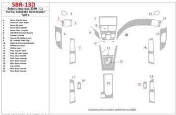 Subaru Impreza 2009-UP Full Set, Automatic Gear Type 2 BD Interieur Dashboard Bekleding Volhouder