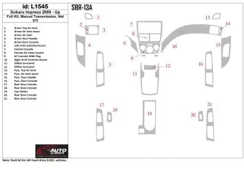 Subaru Impreza 2009-UP Full Set, Manual Gear Box, не STI BD Interieur Dashboard Bekleding Volhouder