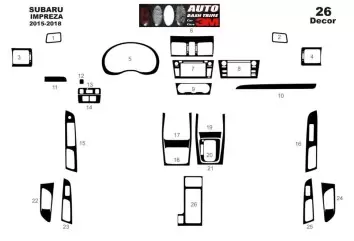 Subaru Impreza G5 2015-2018 3M 3D Interior Dashboard Trim Kit Dash Trim Dekor 26-Parts