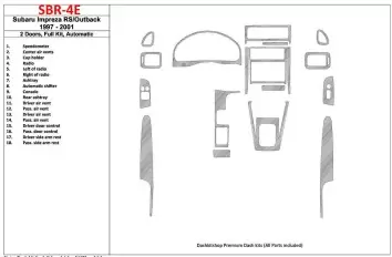 Subaru Impreza RS 1997-UP 2 Doors, Automatic Gearbox, Full Set, 18 Parts set BD Interieur Dashboard Bekleding Volhouder