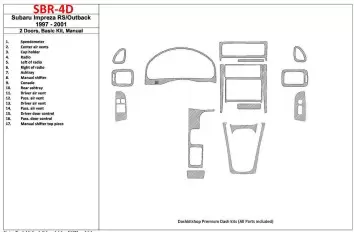 Subaru Impreza RS 1997-UP 2 Doors, Manual Gearbox, Basic Set, 17 Parts set BD Interieur Dashboard Bekleding Volhouder