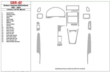 Subaru Impreza RS 1997-UP 2 Doors, Manual Gearbox, Full Set, 19 Parts set BD Interieur Dashboard Bekleding Volhouder