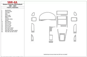 Subaru Impreza RS 1997-UP 4 Doors, Automatic Gearbox, 18 Parts set Interior BD Dash Trim Kit