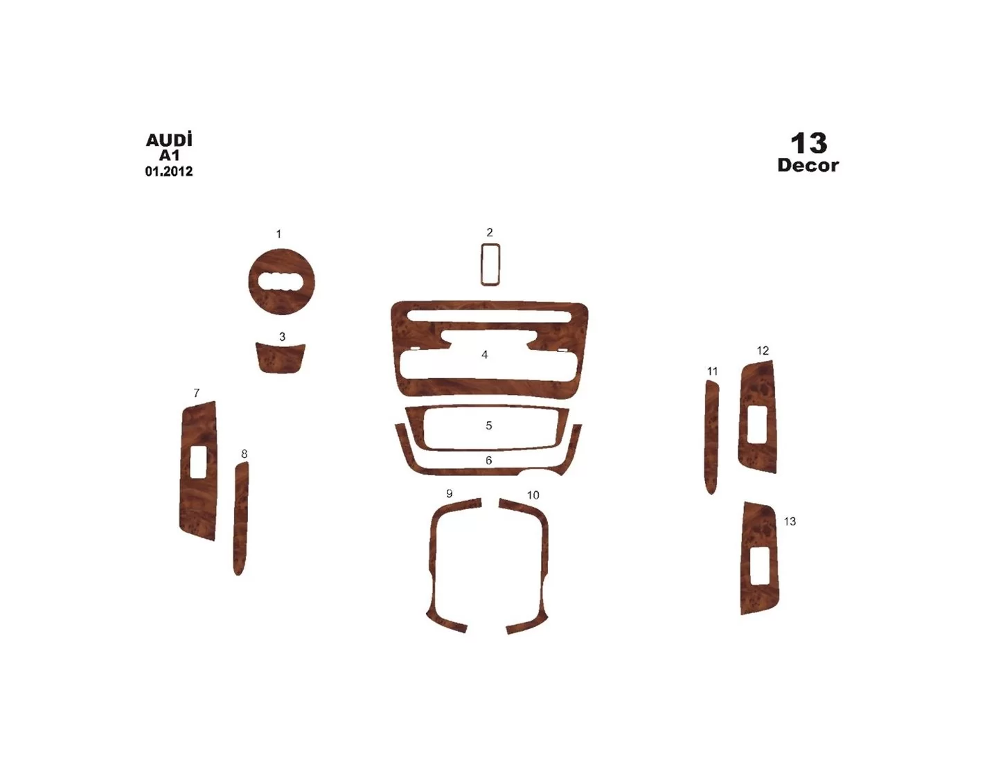 Audi A1 ab 2012 3M 3D Interior Dashboard Trim Kit Dash Trim Dekor 13-Parts