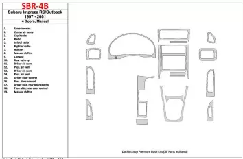 Subaru Impreza RS 1997-UP 4 Doors, Manual Gearbox, 19 Parts set BD Interieur Dashboard Bekleding Volhouder