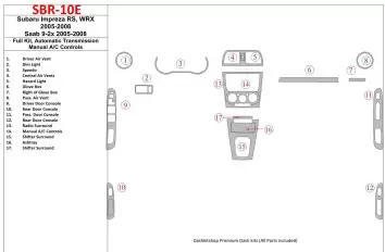 Subaru Impreza WRX 2005-2008 Full Set, Automatic Gear, Manual Gearbox AC Control Interior BD Dash Trim Kit