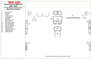 Subaru Impreza WRX 2005-2008 Full Set, Manual Gear Box, Manual Gearbox AC Control Interior BD Dash Trim Kit