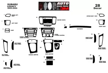 Subaru Legacy 2005-2009 3D Decor de carlinga su interior del coche 28-Partes