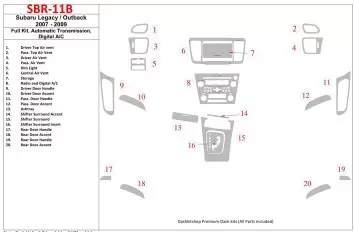 Subaru Legacy 2007-2009 Full Set, Automatic Gear, Automatic AC Interior BD Dash Trim Kit