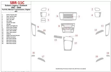 Subaru Legacy 2007-2009 Full Set, Manual Gear Box, Automatic AC Interior BD Dash Trim Kit