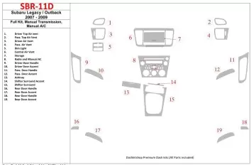 Subaru Legacy 2007-2009 Full Set, Manual Gear Box, Manual Gearbox AC Interior BD Dash Trim Kit