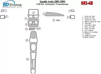 Suzuki Aerio 2003-2004 Full Set, Automatic Gear BD Interieur Dashboard Bekleding Volhouder