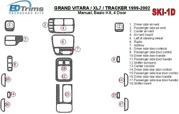 Suzuki Grand Vitara 1999-2002 Suzuki GrÐ¸ Vitara/XL7,1999-UP, Manual Gearbox, Basic Set, 4 Doors Decor de carlinga su interior