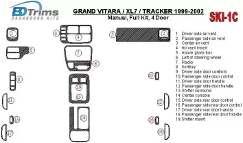 Suzuki Grand Vitara 1999-2002 Suzuki Grи Vitara/XL7,1999-UP, Manual Gearbox, Full Set, 4 Doors Interior BD Dash Trim Kit