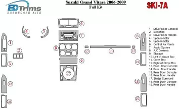 Suzuki Grand Vitara 2006-2009 Ensemble Complet BD Kit la décoration du tableau de bord - 1 - habillage decor de tableau de bord