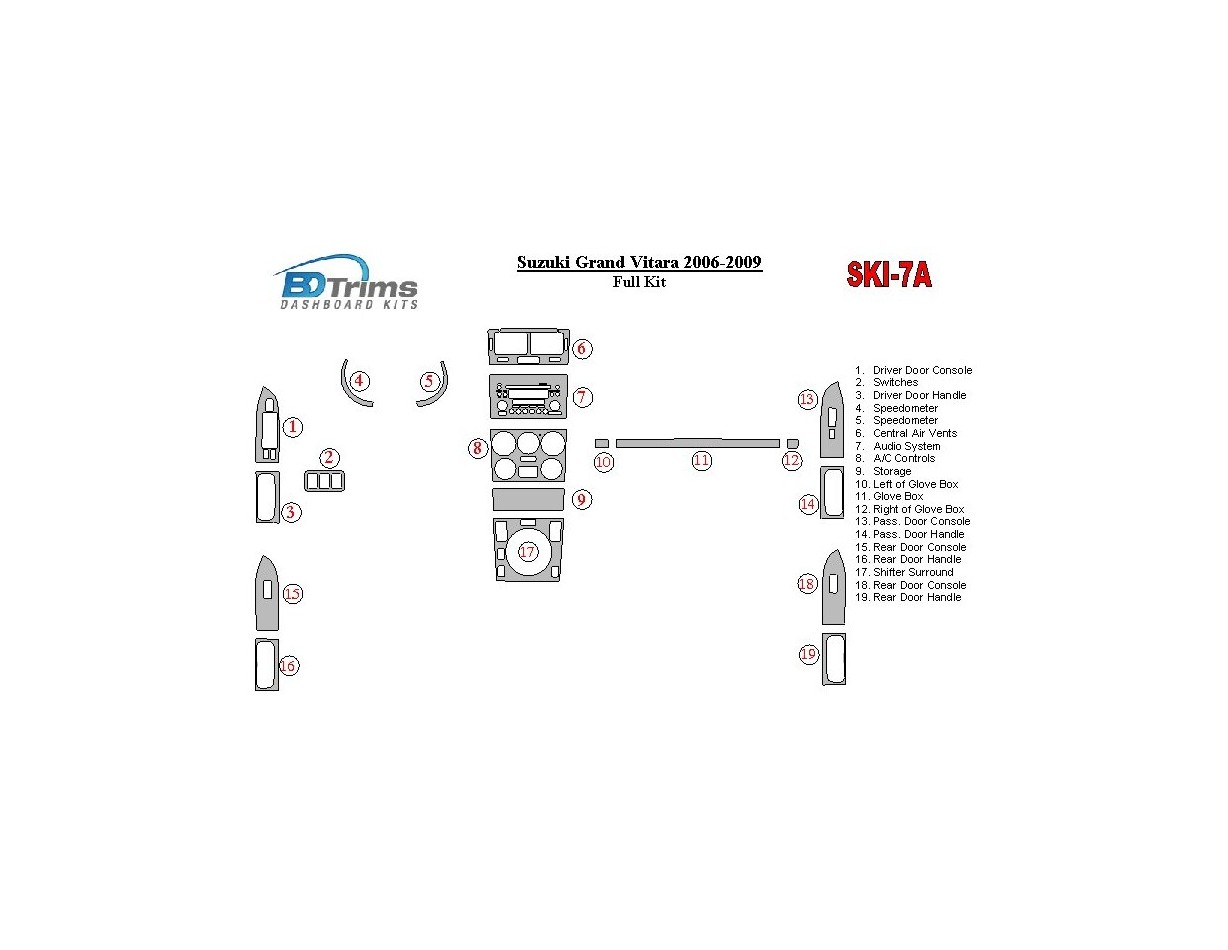 Suzuki Grand Vitara 2006-2009 Full Set Interior BD Dash Trim Kit