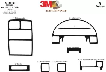Suzuki Swift 09.91-11.96 3M 3D Interior Dashboard Trim Kit Dash Trim Dekor 8-Parts