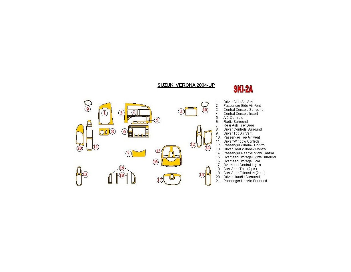 Suzuki Verona 2004-UP Full Set Decor de carlinga su interior